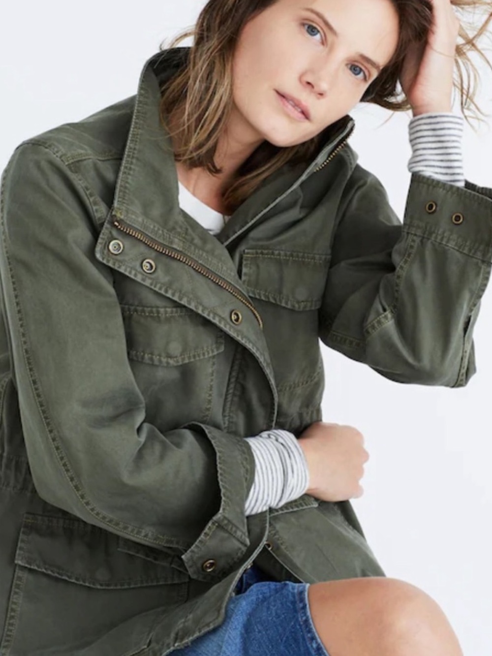 Madewell Green Field Utility Jacket Military Style Size Medium